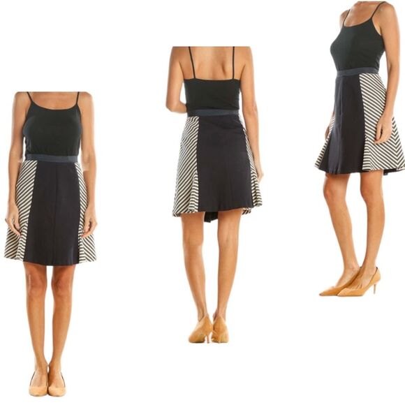 Ann Taylor Dresses & Skirts - ANN TAYLOR Blue Cream Colorblock Striped Retro A-Line Skirt